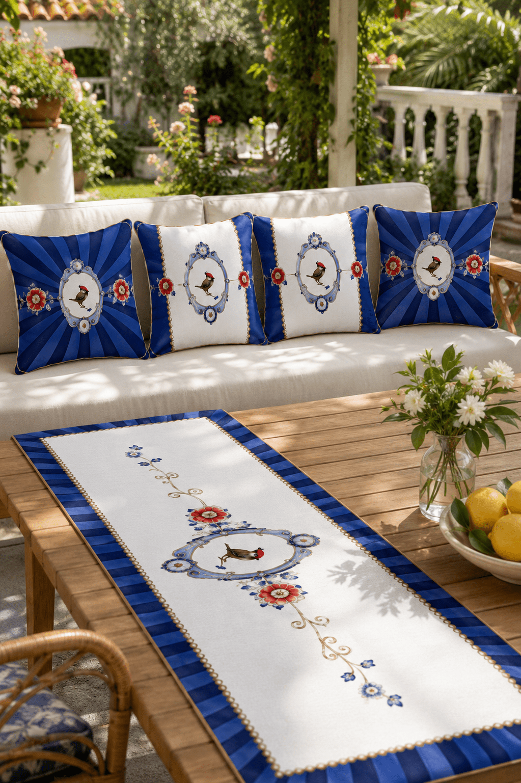 Azzurro – 4 Kırlent Kılıfı & 1 Runner Seti - Pomelo Home