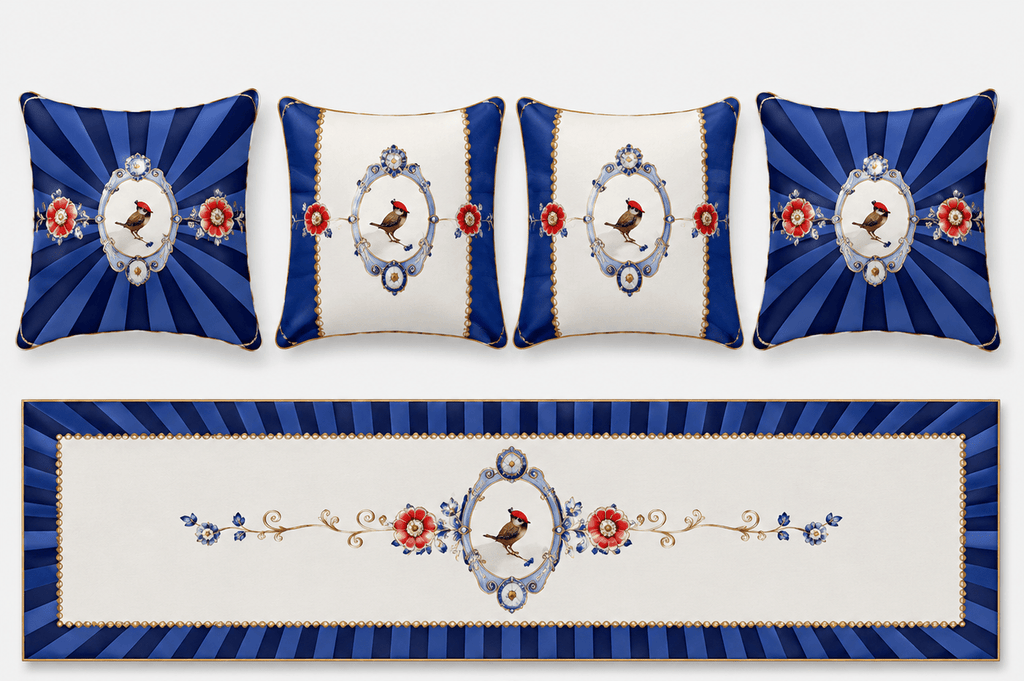 Azzurro – 4 Kırlent Kılıfı & 1 Runner Seti - Pomelo Home