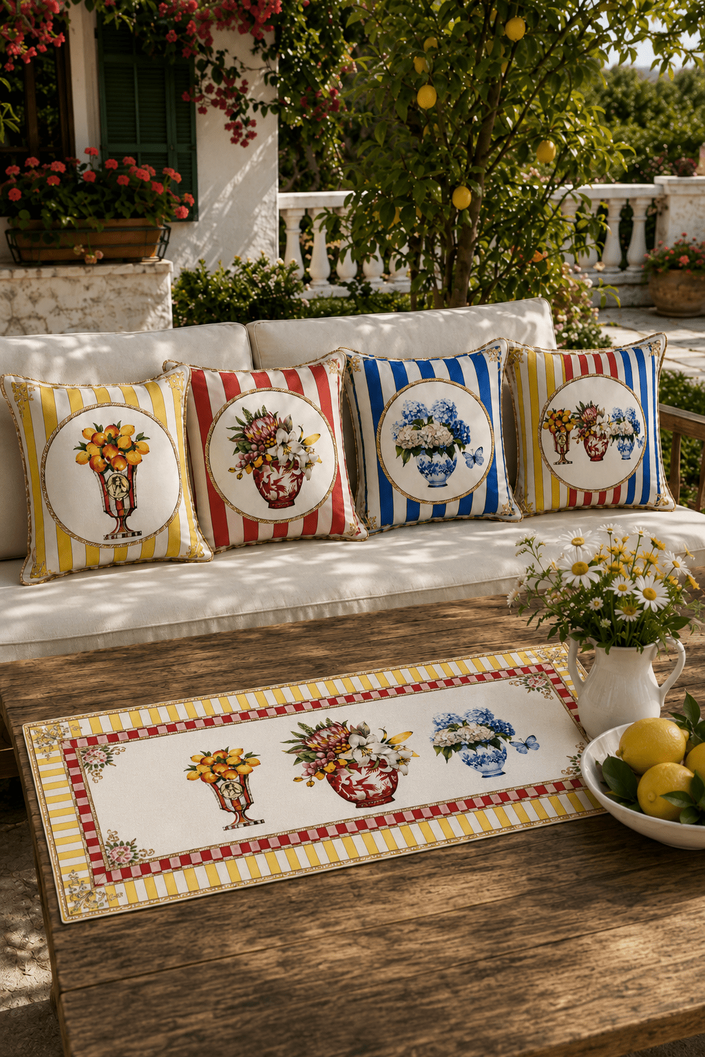 Bellagio – 4 Kırlent Kılıfı & 1 Runner Seti - Pomelo Home