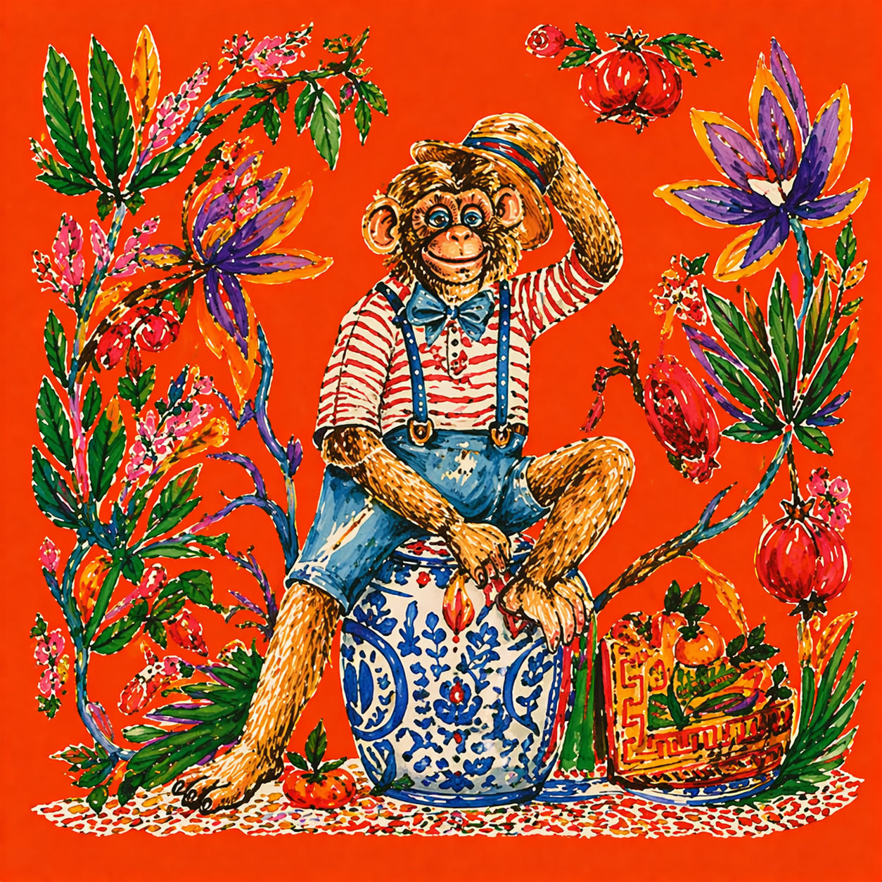 Monkey – 4 Kırlent Kılıfı & 1 Runner Seti - Pomelo Home