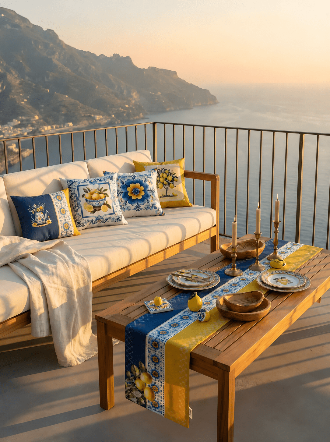 Sicilia – 4 Kırlent Kılıfı & 1 Runner Seti - Pomelo Home