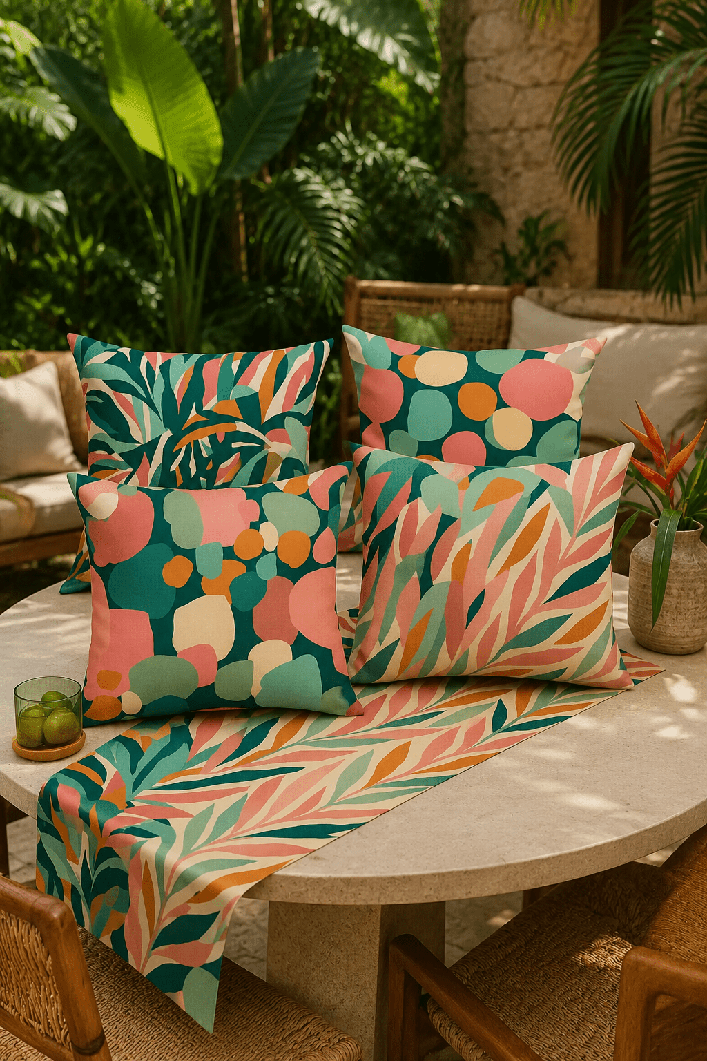 Tropikal Breeze Kırlent & Runner Seti - Pomelo Home