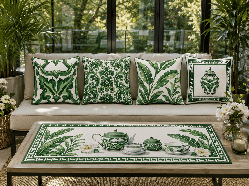 Verde – 4 Kırlent Kılıfı 1 Runner Seti - Pomelo Home